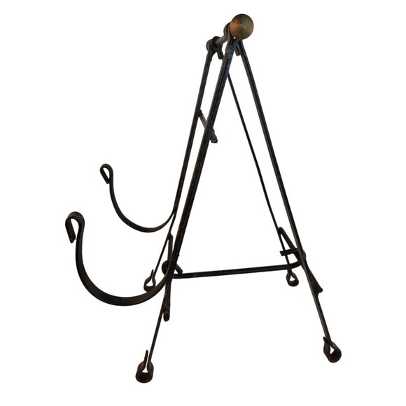 Black Wrought Iron Stand Adjustable Display Easel Holder Rustic Vintage Style - Picture 4 of 15